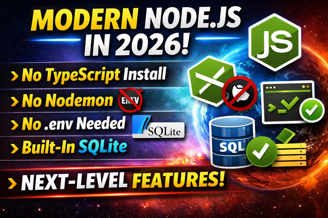 🚀 Modern Node.js in 2026: No TypeScript Install, No Nodemon, No dotenv, Built-in SQLite & More