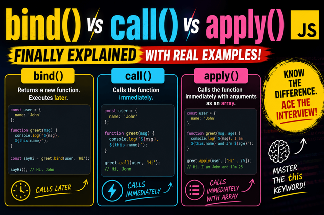 bind() vs call() vs apply(): The JavaScript Interview Question That Confuses Everyone